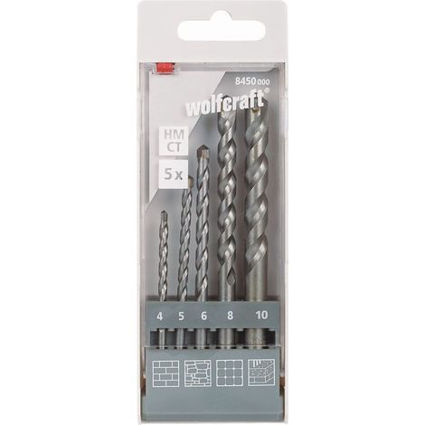 Wolfcraft Steinbohrer-Set HM 8450000 Ø 4 - 10 mm 5-teilig Rundschaft Bohrersets (1/3)