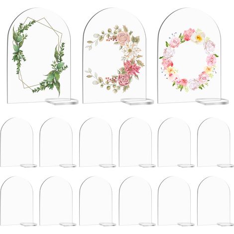 Lot de 15 marque places de mariage, panneaux en plexiglas transparent avec 15 bases, panneaux de bienvenue en acrylique transparent pour mariages, fêtes, réunions et bureaux.