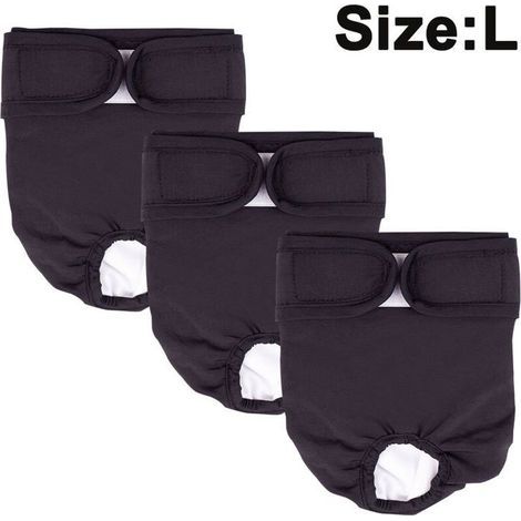 Paquet de 3 Couches Lavables Rutilisables pour Chien Pantalon Physiologique Trs Absorbant couleurs multiples (1/4)
