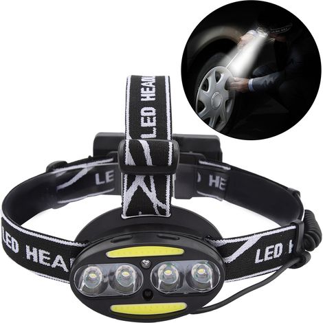 Lampe frontale à induction, lampe frontale COB haute puissance pour extérieur, lampe frontale rechargeable 4T6, livrée sans batterie. (1/5)