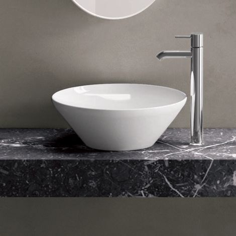 RAK Variant Round Countertop Wash Basin 360mm Wide 0 Tap Hole - Alpine White (1/3)