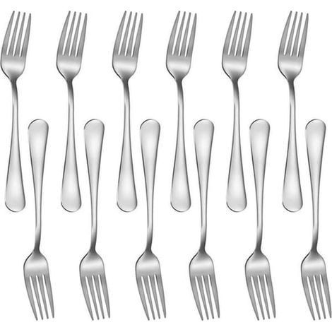 Fourchettes à gâteau - lot de 12 fourchettes à gâteau - 12 pièces - Fourchettes de 17 cm en acier inoxydable 304 poli miroir - 17 cm - 12 pièces (1/4)