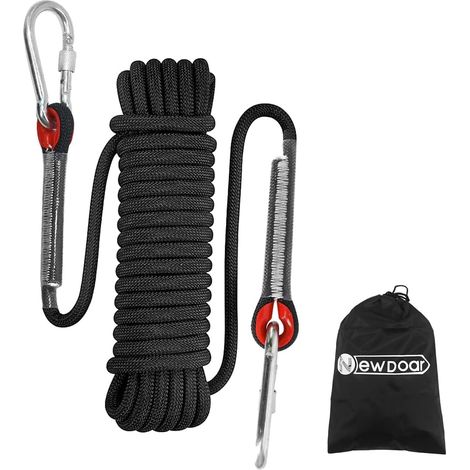 12KN Marine Floating Rope 10 mm Mooring Rope 10 M/20 M/30 M for Navigation, Anchoring, Camping, Fishing and Tent Awning with 2 Hooks-Black/10 m (1/5)