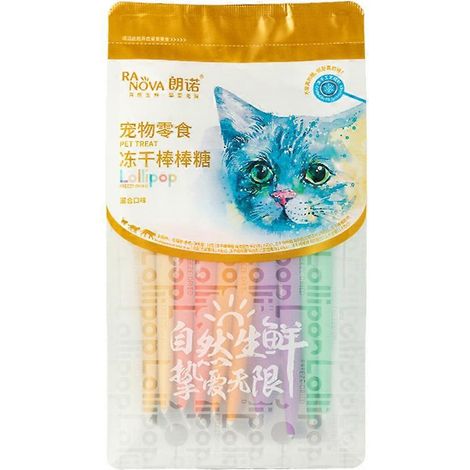 Sucettes lyophilisées au poulet Lonno pour chats, saveur fruitée, bâtonnets de dentition pour animaux de compagnie, 10 pièces (1/4)