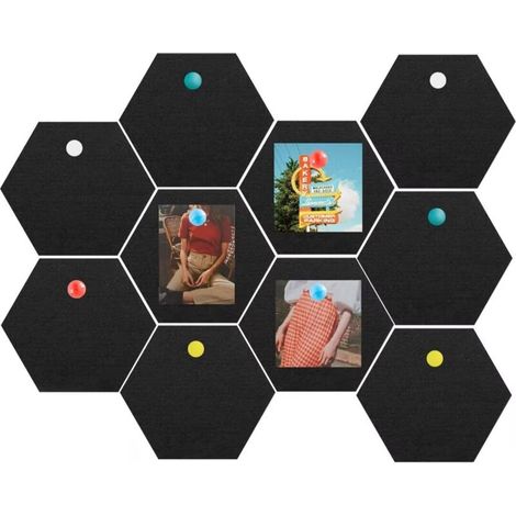 Panneau de Liège Hexagonal, 10Pcs Morceaux de Tableau en Liege Autocollant, Tableau D'affichage Bricolage Auto-adhésif Tableau de Messages D'application Multifonctionnelle pour Le Bricolage, (1/5)