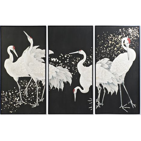 DKD Home Decor Oriental Garza Jeu de 3 cadres blanc noir doré (1/4)