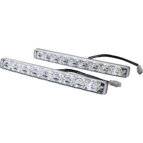 Lot de 2 feux de jour à LED blanches, bande lumineuse longue 9 LED pour voiture, lampe de brouillard DRL (1/5)