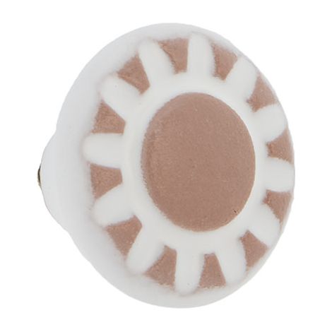 Pomo porcelana blanco flor relieve mueble armario - 3.5cm (1/3)