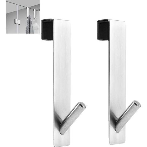 Set mit 2 ausziehbaren Duschtürhaken, robuste Handtuchhaken aus Edelstahl, kein Bohren erforderlich, für rahmenlose Glasduschtüren (1/5)