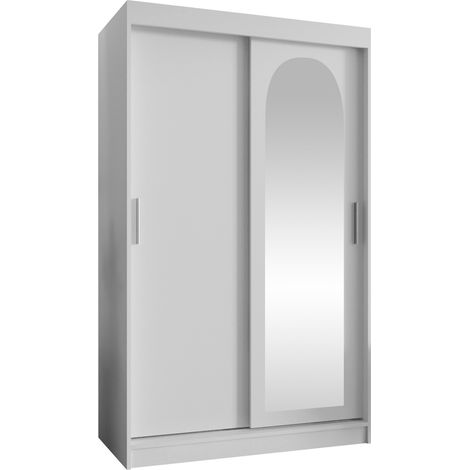 Armario Hartford 504, Blanco, 200x120x62cm, Puertas de armario: Correderas, Número de estantes: 5