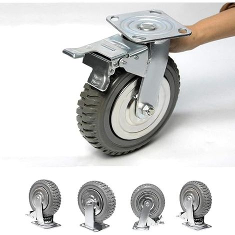 150mm Heavy Duty Swivel Castors with Brakes - 360° Double Ball Bearing, Silent Transport, 4 Pieces, 800kg Capacity (1/5)