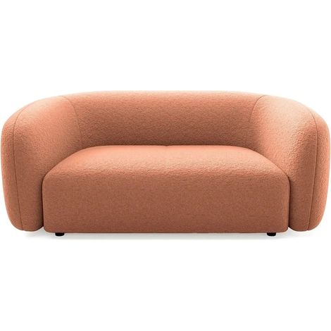BAHIA - Canapé droit tissu bouclette 2 places - Terracotta