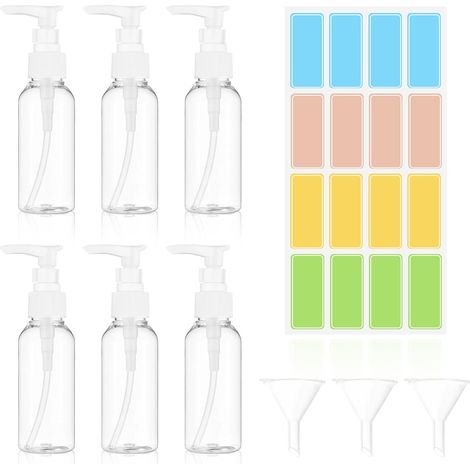 6 x 50 ml Airless Pump Dispensers, Transparent Plastic Empty Pump Bottle, Cream (1/5)