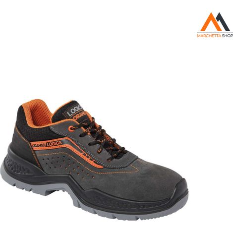 SCARPA BASSA SCAMOSCIATA GRIGIA FORATA S1PS FO SR - TAGLIA: 45 - COLORE: GRIGIO/ARANCIO