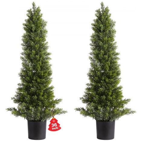 Arbre Topiaire Artificiel Cèdre Lot de 2 Faux Pin 914 mm Plante (1/5)