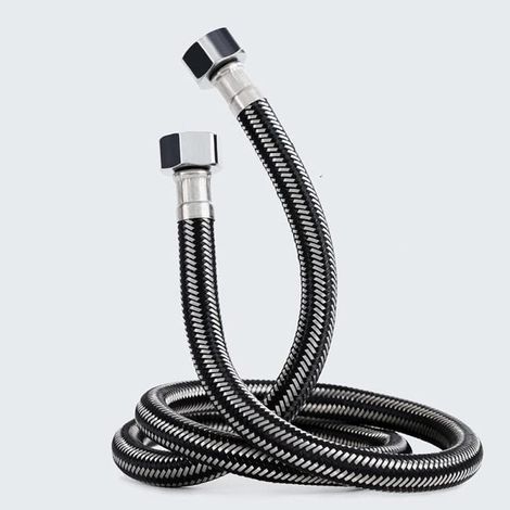 Tuyau tressé de 2 mètres, tuyau de raccordement (G1/2 x G1/2), avec tresse en acier inoxydable, tuyau d'arrivée d'eau (1/5)