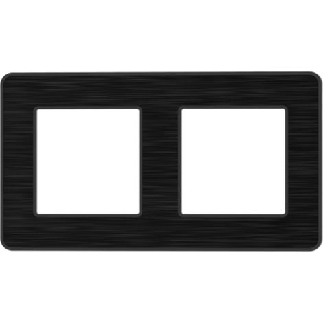 Zenitech – Plaque de finition double en métal noir brossé – Design affleurant pour installations électriques – Compatible avec prises et interrupteurs