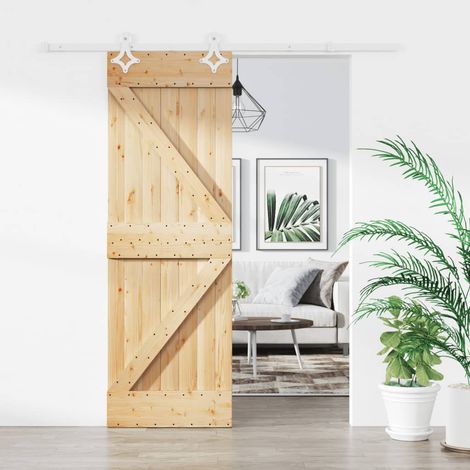 Puerta corredera con herrajes madera maciza de pino 70x210 cm vidaXL (1/5)