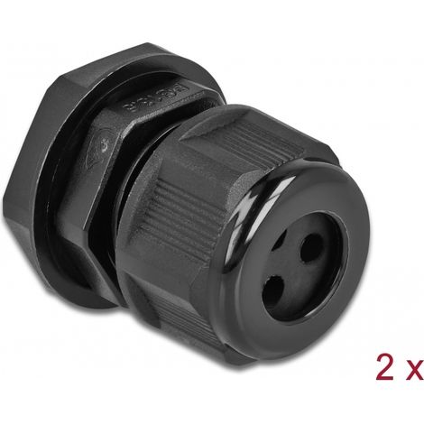 Delock Prensaestopas PG13,5 para cable redondo con tres entradas de cable negro 2 piezas