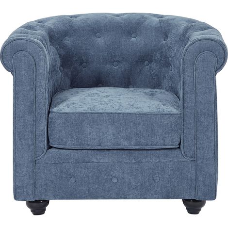 Fauteuil en tissu bleu CHESTERFIELD (1/4)