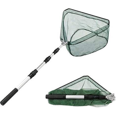 Épuisette télescopique - conception pliable, extensible jusqu'à 130 cm, adaptée à la pêche à la truite, en étang, en ruisseau, en lac et en bateau (1/5)