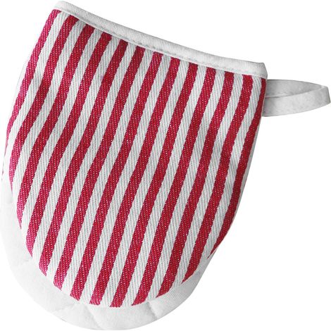 Gants de four à micro-ondes résistants à la chaleur, à rayures, en coton épais avec cordon, rouges (1/5)