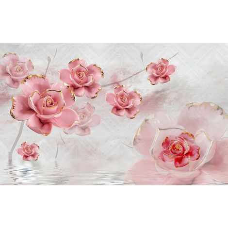 Papier peint panoramique - Fleurs 3D - 130 cm x 81 cm (1/2)