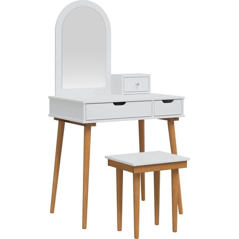 Conjunto de Mesa de Tocador FAUSKE 4 pcs Blanco vidaXL (1/5)
