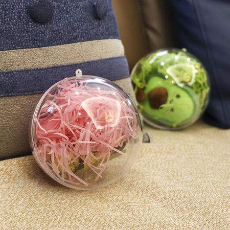 Aiperq 12pcs Christmas Ornaments Round High Transparent Hollow Balls, Holiday Wedding Decorations Preserved Flowers Transparent Hanging Balls DIY