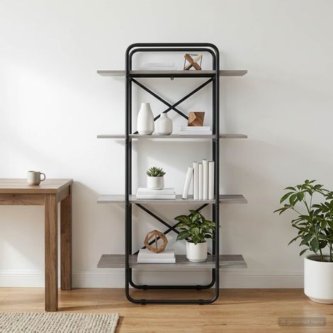 vidaXL Étagère 4 niveaux 60 x 35 x 140 cm PB Sonoma gris (1/5)