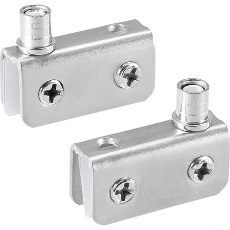 Cerniere a perno in acciaio inox per porte in vetro di spessore 5-8 mm - Morsetti regolabili - Installazione senza foratura - Per porte doccia, ante di armadi, ecc. - (argento) (1/4)