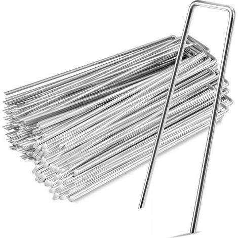 Pack of 100 ground nails – 15 cm x 4 cm – Ø 2.5 mm – galvanized steel – sardine ground stake for tent and garden, YMYNY (1/4)
