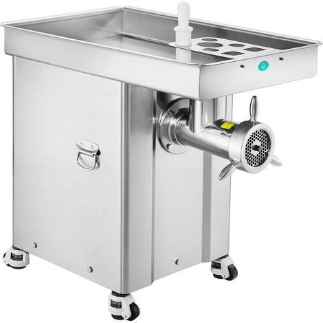 Hachoir à viande électrique 16,6 kg/min en acier inoxydable avec lame, plaque de broyage et poussoir à saucisses pour cuisine, restaurant et boucherie (1/5)