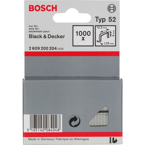 Lot de 1000 agrafes à fil plat de type 52 - BOSCH - 2609200204