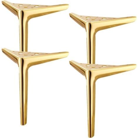 Pieds de meubles en métal, pieds de meubles triangulaires, pieds de table DIY, pieds de canapé en métal de style moderne, adaptés pour canapé, armoire, lit, table, chaise, lot de 4 (doré 25 cm) (1/5)