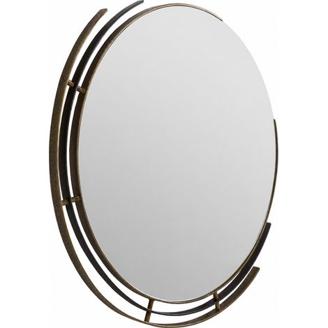 Miroir rond en métal effet doré antique - doré antique et noir (1/4)