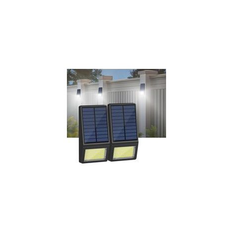 ZUMOLIR Lampe Solaire Extérieur, 199 LED Applique Murale Exterieur Solaire avec Détecteur Mouvement 160° Eclairage Étanche Lumiere Lampe Solaire pour Jardin Garage, Blanc Froid (2) [Classe énergétique