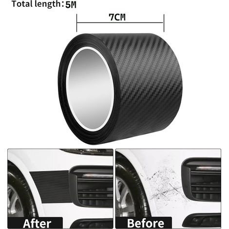 adesivi universali per la protezione del davanzale della portiera dell'auto, in vinile 5D in fibra di carbonio, per auto, bici e moto (7 cm x 3 m) (1/4)
