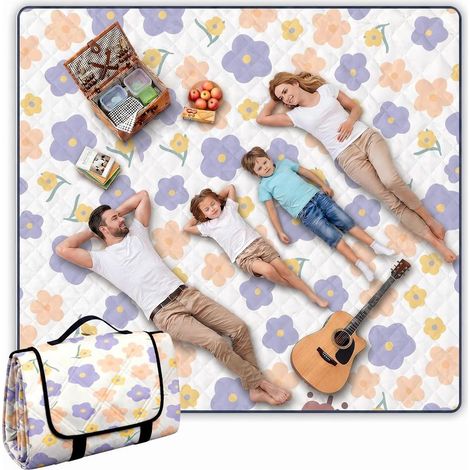 200 X 200 Cm Couverture Picnic,Couverture Pique Nique,Tapis de Sol Camping Portable Grand,Tapis de Couverture de Pique Nique Pliable,avec PoignéEs pour Camping Jardin éTé Parc,Fleur d'hibiscus (1/5)
