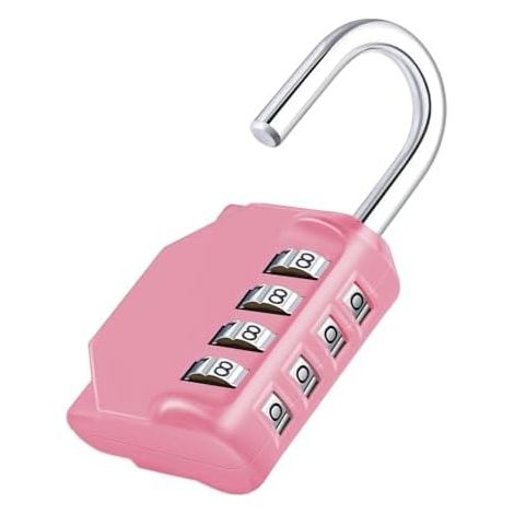 ZHEGE - 4-stelliges Zahlenschloss für den Außenbereich, Schulschlösser, Turnhallenschlösser (rosa)