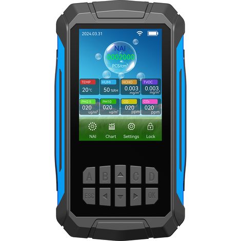 Moniteur de qualité de l'air intérieur, détecteur de CO2, peut détecter la concentration d'ions oxygène négatifs, la température, l'humidité, HCHO, TVOC, PM2,5, PM10, CO, CO2, adapté à la maison, au b (1/5)