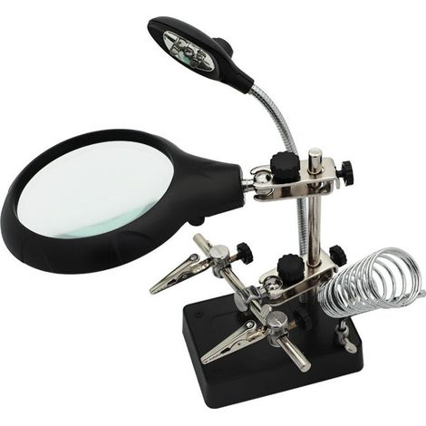 royaluxe -2.5x 7.5x 10x Loupe de Support Loupes 5 LEDs Fer à Souder Multifonctionnel Troisième Main pour Ingéni Électronique Horloger Montre Réparation Soudure(1 ensemble) (1/5)