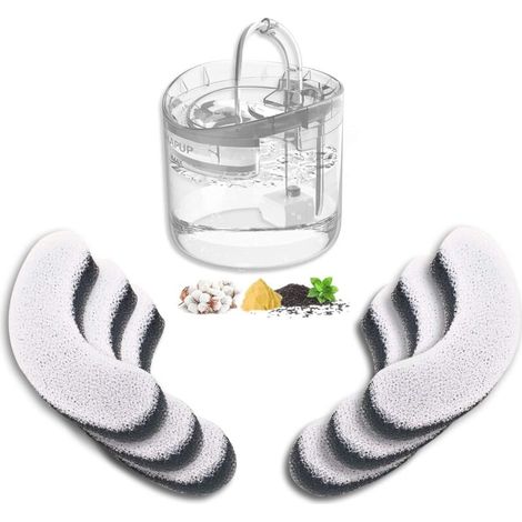 Fuente de agua automática Crezuo de 1,8 L para gatos, cachorros y mascotas con 8 modos de agua inteligentes, 1 filtro de carbón y 1 bomba USB silenciosa.-Crezuo