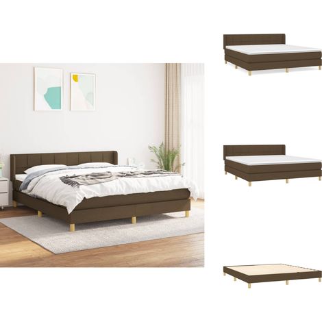 Sommier à lattes de lit avec matelas Marron foncé 160x200 cm - Lit Double - Lit Tapissier - Literie - Chambre À Coucher - Matelas À Ressorts Ensachés (1/5)