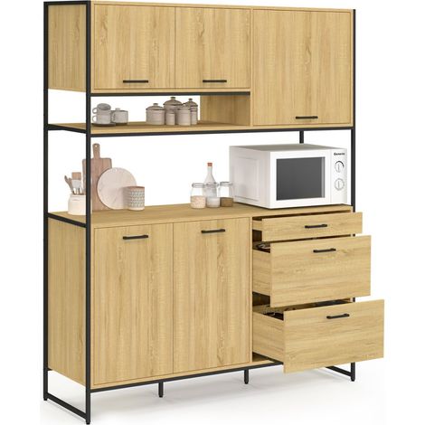 Küchenbuffet 140 cm DETROIT 5 Türen + 3 Schubladen Industriedesign