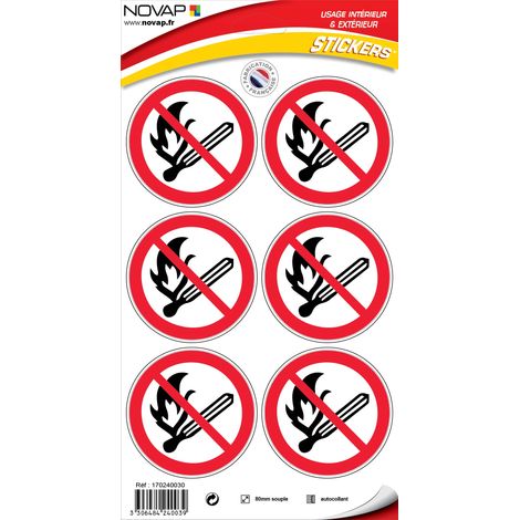 Planche 6 Pictogrammes Ø 80mm - Interdiction de Feu - 4240039
