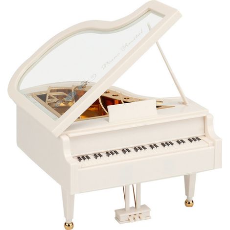 Questo carillon a forma di pianoforte bianco, un pianoforte decorativo in miniatura, può essere posizionato su un tavolo ed è un regalo ideale per matrimoni, compleanni, la festa della mamma o San Val (1/4)