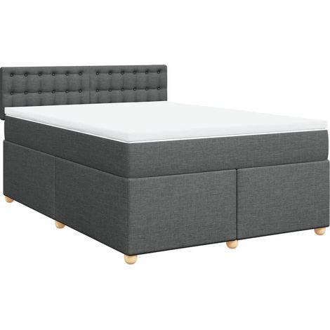 Maison Exclusive - Cama box spring con colchón tela gris oscuro 1 (1/5)