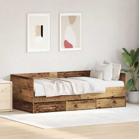 Tagesbett mit Kopfteil Altholz 90 x 200 cm Holzwerkstoff (1/5)