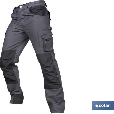 Pantalón de trabajo gris oscuro 280 g/m2, 65% poliéster, talla 48, resistente y elástico (1/4)
